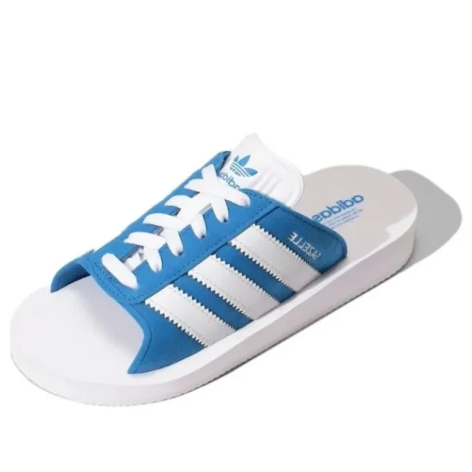Adidas Gazelle Beach Slides “White Blue”