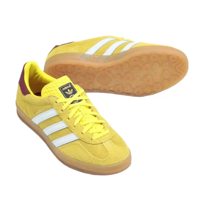 Adidas Gazelle Indoor Shoes “Bright Yellow Burgundy”