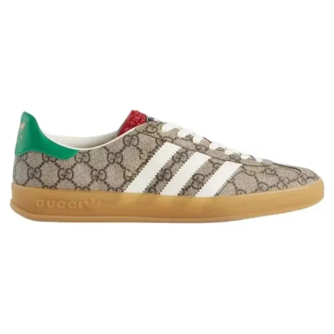 Adidas X Gucci Gazelle Gg Supreme Shoes “Beige Ebony Green”